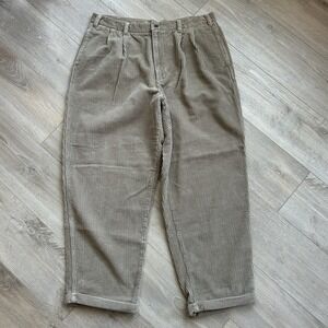 Field Gear Mens Corduroy Pleated Pants Stretch Size 38x30 (36x29.5) Beige Casual